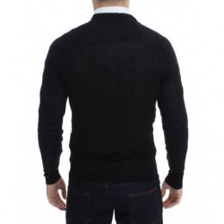 Cardigan con bottoni in lana pregiata nera - S