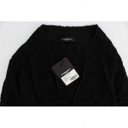 Cardigan con bottoni in lana pregiata nera - S
