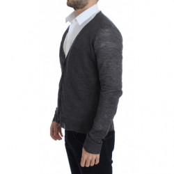 Maglione cardigan con bottoni in lana grigia - IT50 - L