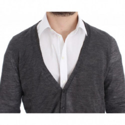 Maglione cardigan con bottoni in lana grigia - IT50 - L