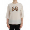 Top t-shirt camicetta seta chiave bianca paillettes - IT42-M