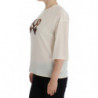 Top t-shirt camicetta seta chiave bianca paillettes - IT42-M