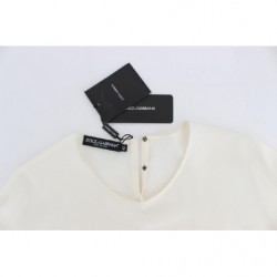 Top t-shirt camicetta seta chiave bianca paillettes - IT42-M