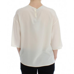 Top t-shirt camicetta seta chiave bianca paillettes - IT36 - XS