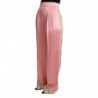 Pantaloni gamba larga raso seta finiture pizzo rosa - IT40-S