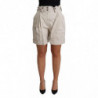 Pantaloncini casual a vita alta pieghettati in cotone beige - IT40-S