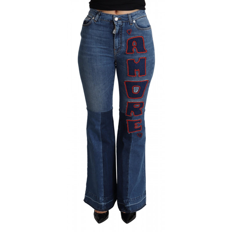 Pantaloni elasticizzati cotone elasticizzato taglio stivale blu Amo
