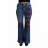 Pantaloni elasticizzati cotone elasticizzato taglio stivale blu Amo