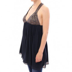 Camicetta superiore impreziosita da borchie blu navy - IT40-S