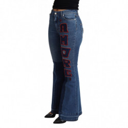 Pantaloni elasticizzati cotone elasticizzato taglio stivale blu Amo