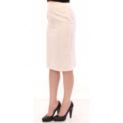 Gonna con ricamo floreale in cotone bianco - IT40-S