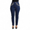 Jeans skinny decorati in cotone elasticizzato blu - IT38-XS
