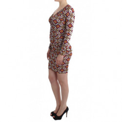 Abito a trapezio in viscosa multicolor a maniche lunghe - IT40-S