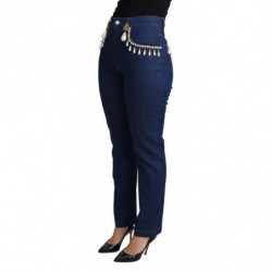 Jeans skinny decorati in cotone elasticizzato blu - IT38-XS
