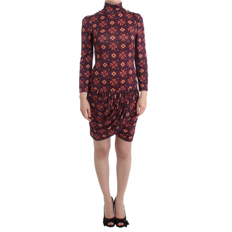 Abito in viscosa dolcevita multicolor a maniche lunghe - IT42-M
