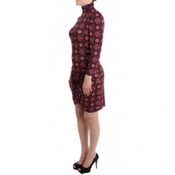 Abito in viscosa dolcevita multicolor a maniche lunghe - IT42-M