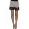 Pantaloncini da notte in seta di pizzo floreale bianco nero - S