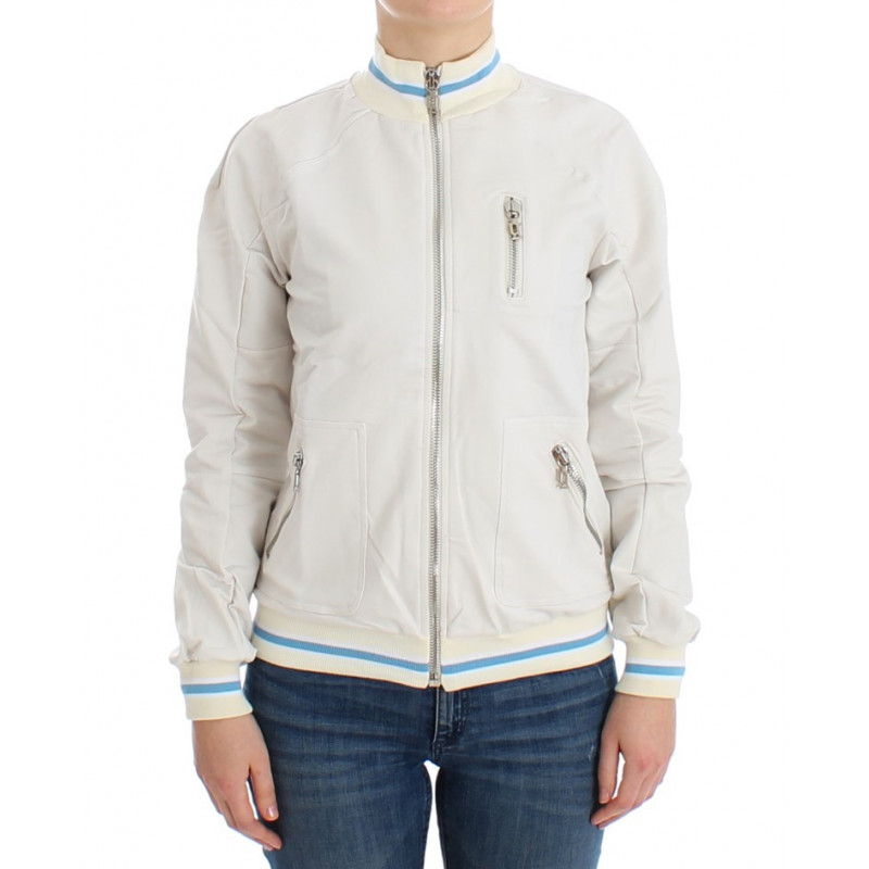 Maglione in felpa con cardigan con zip finta bianca - S
