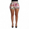 Pantaloncini corti con stampa floreale in cotone rosa - IT42-M