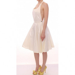 Abito da tè bianco al ginocchio con scollo all'americana - IT44-L