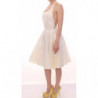 Abito da tè bianco al ginocchio con scollo all'americana - IT44-L