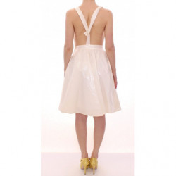 Abito da tè bianco al ginocchio con scollo all'americana - IT44-L