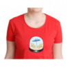 T-shirt in camicetta a maniche corte in cotone stampato rosso - IT40-S