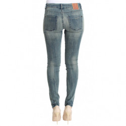 Jeans attillati slim fit in cotone elasticizzato lavato blu - W27