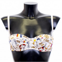 Intimo slip elasticizzato con reggiseno da marinaio bianco - IT2 - S
