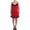 Lingerie di abito in pizzo di seta nero rosso - IT1 - XS