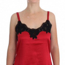 Lingerie di abito in pizzo di seta nero rosso - IT1 - XS