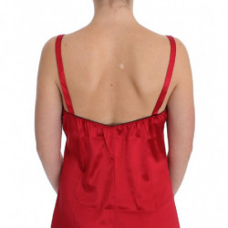 Lingerie di abito in pizzo di seta nero rosso - IT1 - XS