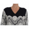 Abito caftano in pizzo floreale di seta nera - IT38-XS