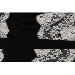 Abito caftano in pizzo floreale di seta nera - IT38-XS