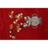 Vaso in seta rossa arancione con piano in cristallo - IT36 - XS
