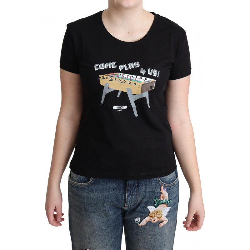 T-shirt con stampa Come Play 4 Us in cotone nero - IT46-XL
