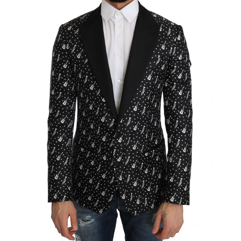 Giacca blazer per chitarra jazz in seta nera - IT46 - S