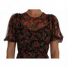 Abito a trapezio con rose floreali nere - IT40-S