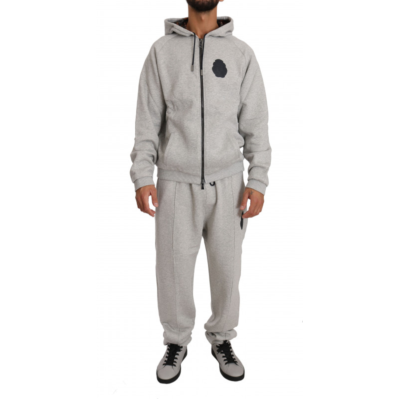 Set tuta da ginnastica con pantaloni maglione di cotone grigio - 4XL