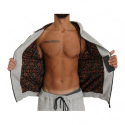 Set tuta da ginnastica con pantaloni maglione di cotone grigio - 4XL