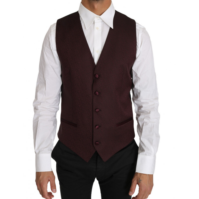 Gilet gilet in lana e seta con motivo viola - IT48 - M