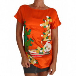 Top in seta con cristalli di limone e arancio - IT36 - XS