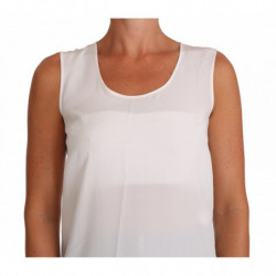Top t-shirt camicetta senza maniche trapezio seta bianca - IT48 - XL