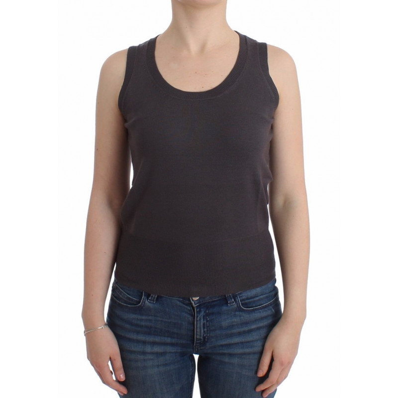 Canotta in maglia marrone - S
