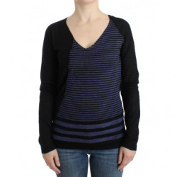 Maglione scollo a V a righe...