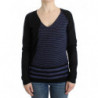 Maglione scollo a V a righe nere - XS