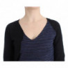 Maglione scollo a V a righe nere - XS