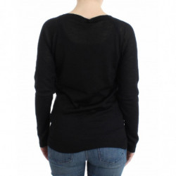 Maglione scollo a V a righe nere - XS
