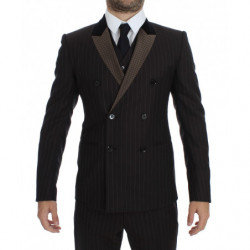 Smoking da abito slim in 3 pezzi di lana a righe marroni - IT44 - XS
