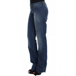 Jeans con taglio a stivale in cotone elasticizzato lavato blu - W24